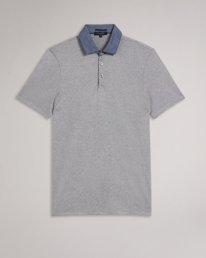 Polo Ted Baker Short Sleeve Woven Collar Bleu Marine Homme | GKM-35749239